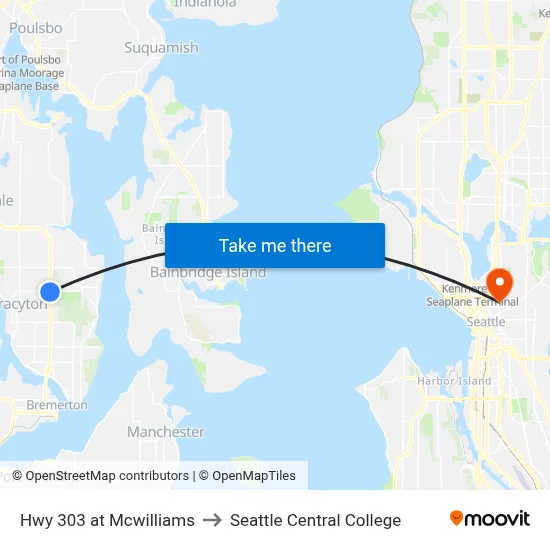 Hwy 303 at Mcwilliams to Seattle Central College map