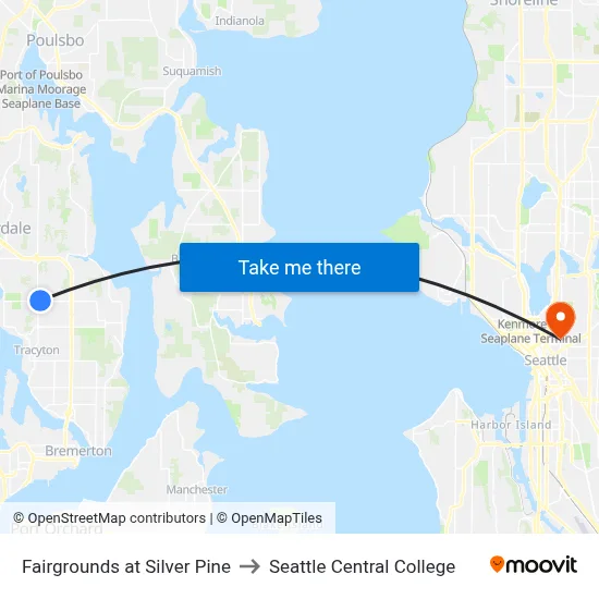 Fairgrounds at Silver Pine to Seattle Central College map