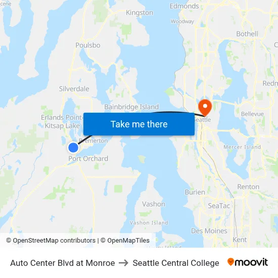 Auto Center Blvd at Monroe to Seattle Central College map