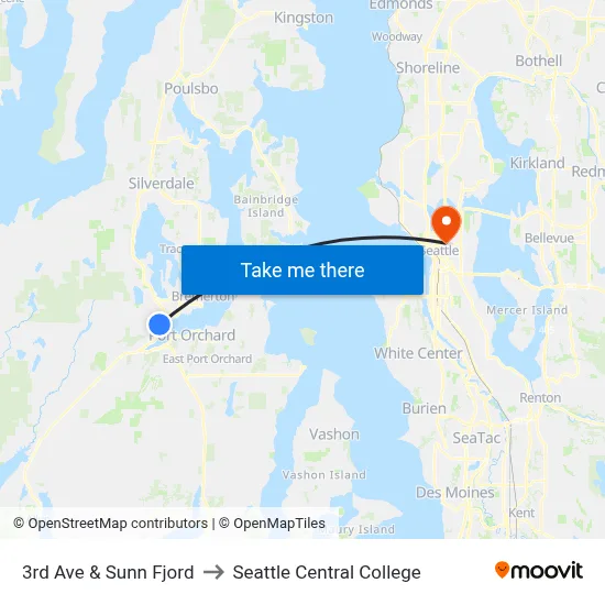3rd Ave & Sunn Fjord to Seattle Central College map
