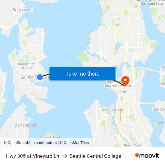 Hwy 305 at Vineyard Ln to Seattle Central College map