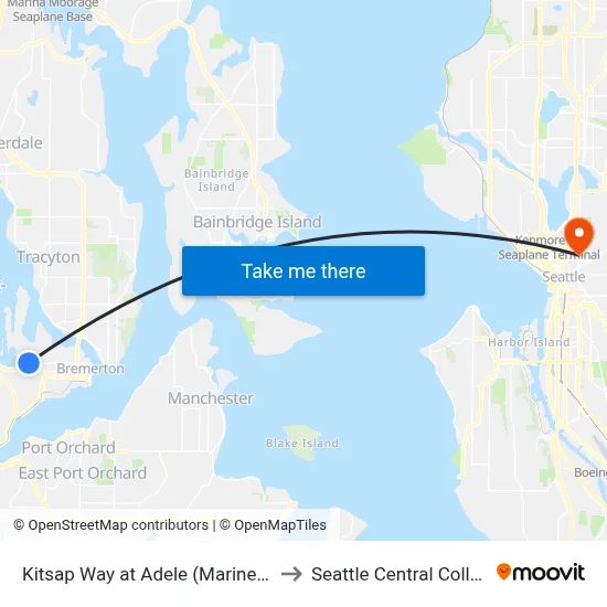 Kitsap Way at Adele (Marine Dr.) to Seattle Central College map
