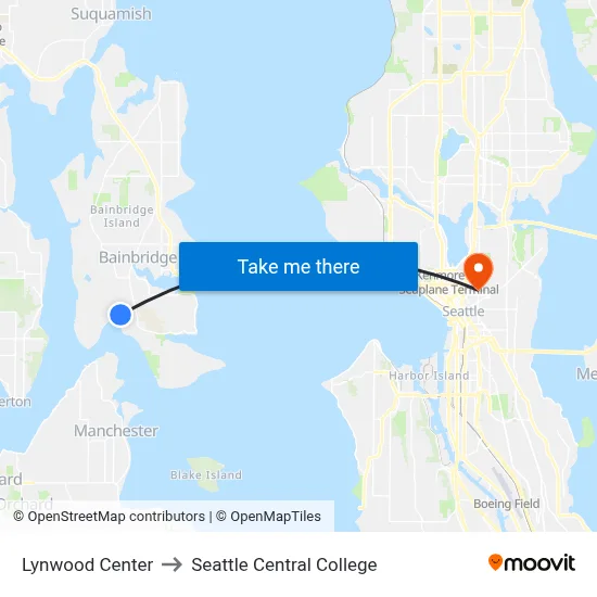 Lynwood Center to Seattle Central College map