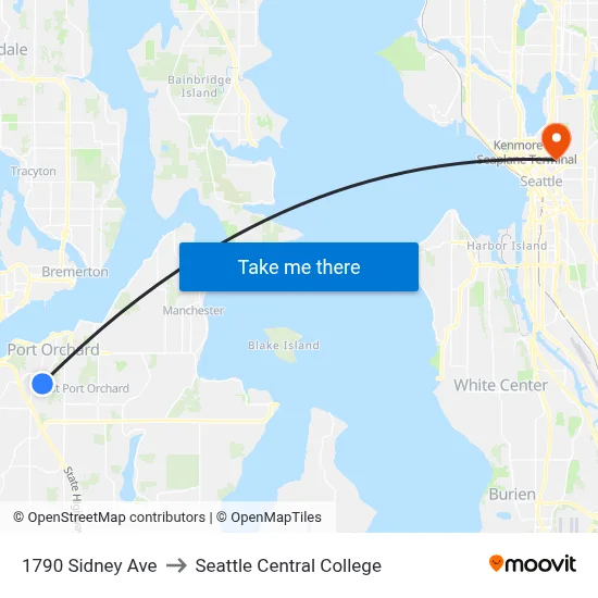 1790 Sidney Ave to Seattle Central College map