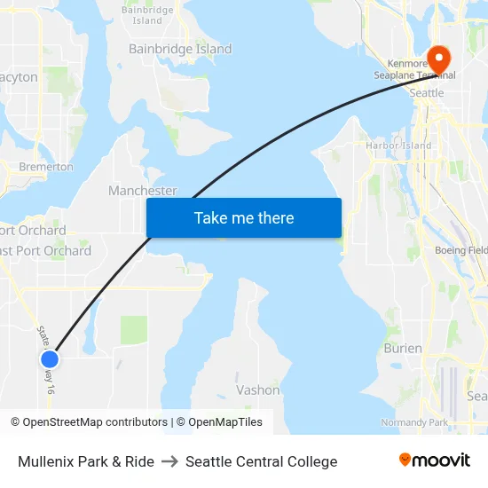 Mullenix Park & Ride to Seattle Central College map