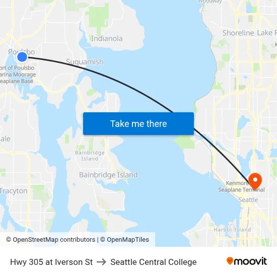 Hwy 305 at Iverson St to Seattle Central College map