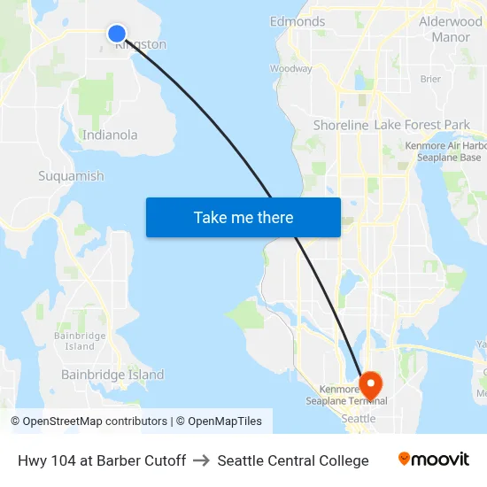 Hwy 104 at Barber Cutoff to Seattle Central College map