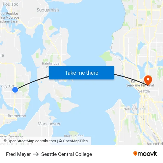 Fred Meyer to Seattle Central College map