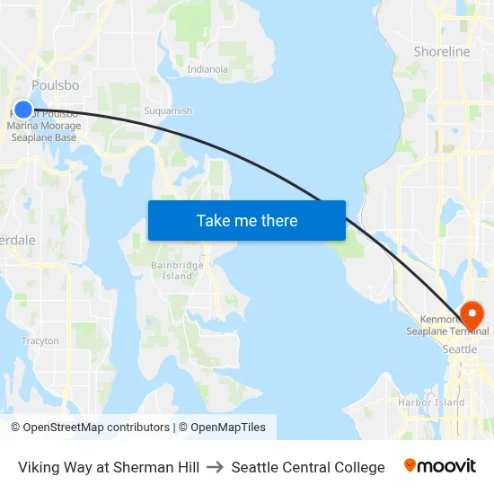 Viking Way at Sherman Hill to Seattle Central College map