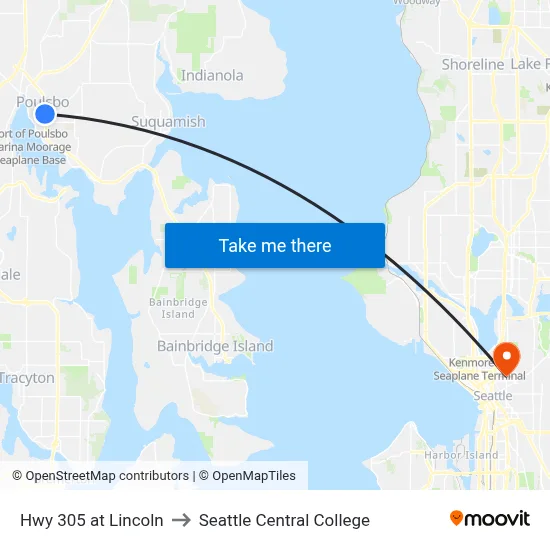 Hwy 305 at Lincoln to Seattle Central College map