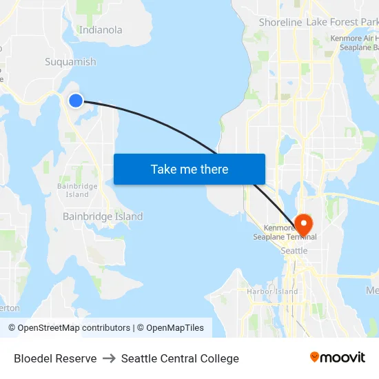Bloedel Reserve to Seattle Central College map