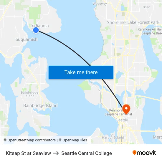 Kitsap St at Seaview Ave to Seattle Central College map