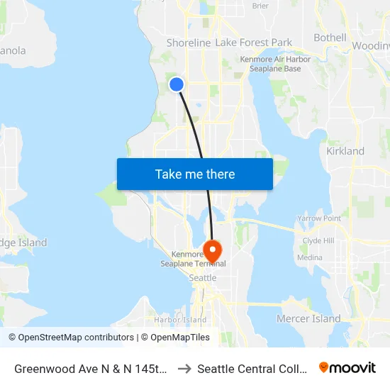 Greenwood Ave N & N 145th St to Seattle Central College map