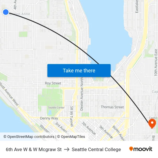 6th Ave W & W Mcgraw St to Seattle Central College map