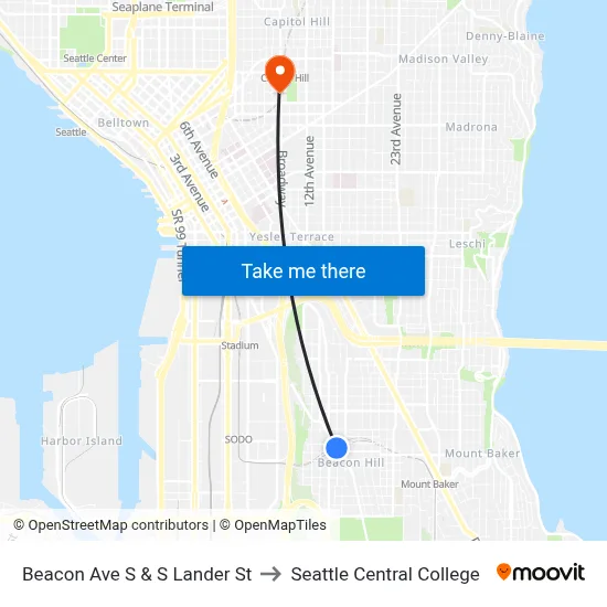 Beacon Ave S & S Lander St to Seattle Central College map