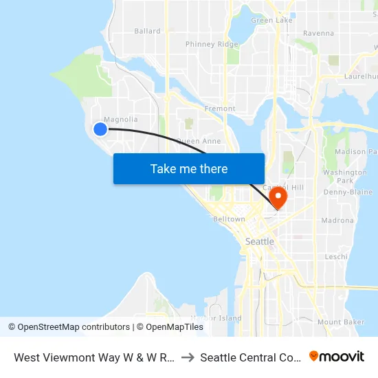 West Viewmont Way W & W Raye St to Seattle Central College map