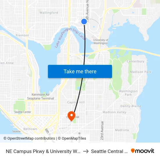 NE Campus Pkwy & University Way NE - Bay 2 to Seattle Central College map