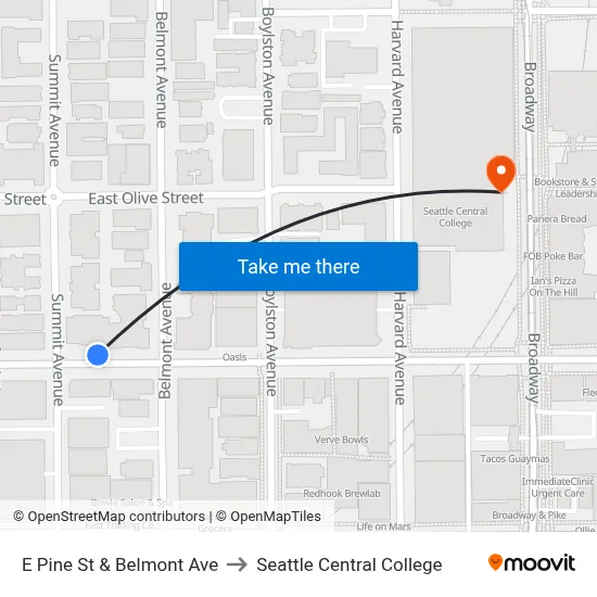 E Pine St & Belmont Ave to Seattle Central College map
