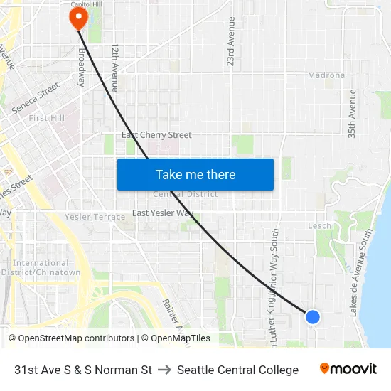 31st Ave S & S Norman St to Seattle Central College map