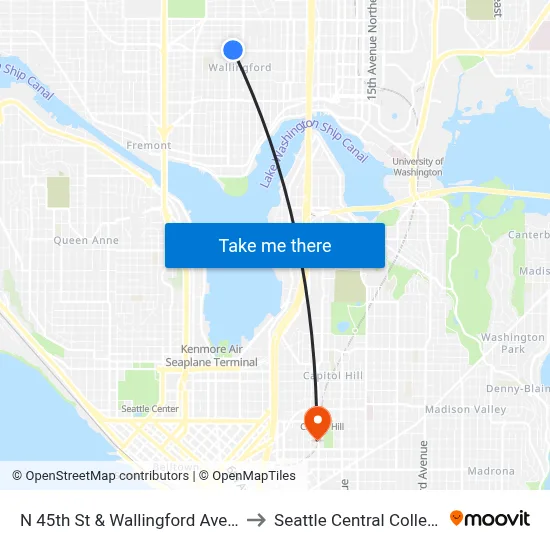 N 45th St & Wallingford Ave N to Seattle Central College map