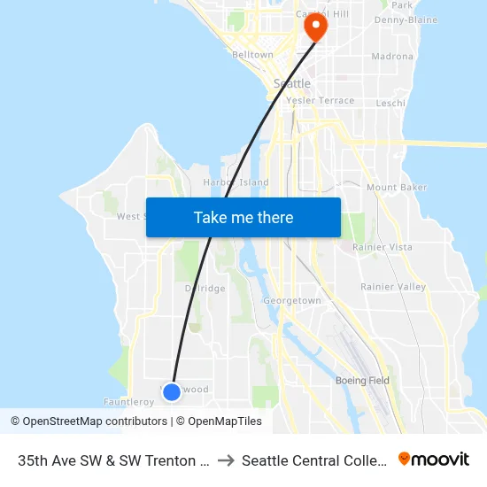 35th Ave SW & SW Trenton St to Seattle Central College map
