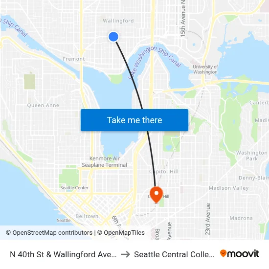N 40th St & Wallingford Ave N to Seattle Central College map
