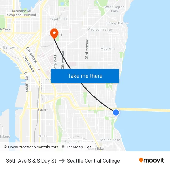 36th Ave S & S Day St to Seattle Central College map