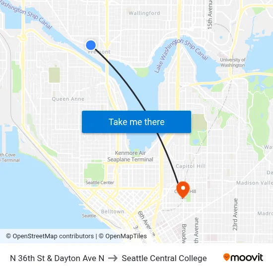 N 36th St & Dayton Ave N to Seattle Central College map