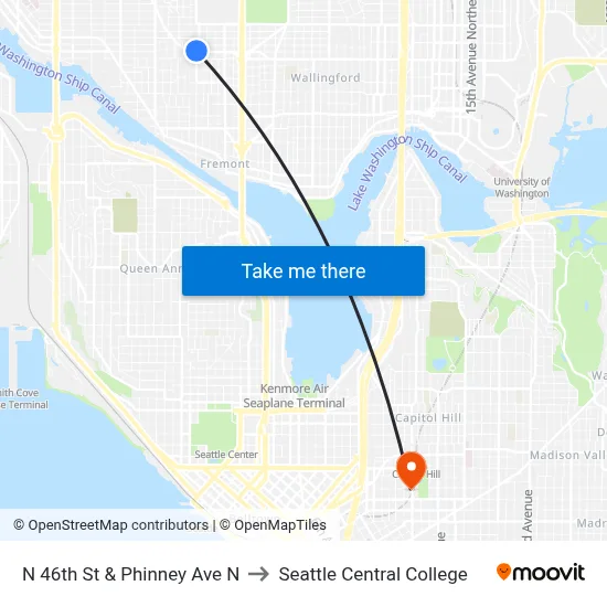 N 46th St & Phinney Ave N to Seattle Central College map
