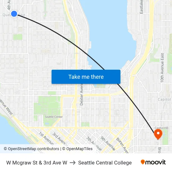 W Mcgraw St & 3rd Ave W to Seattle Central College map