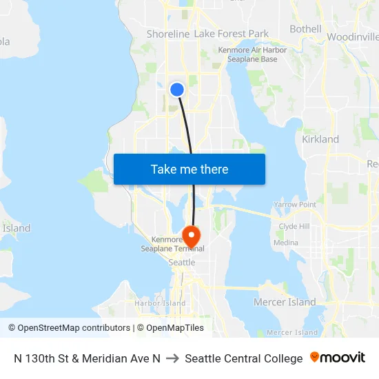 N 130th St & Meridian Ave N to Seattle Central College map