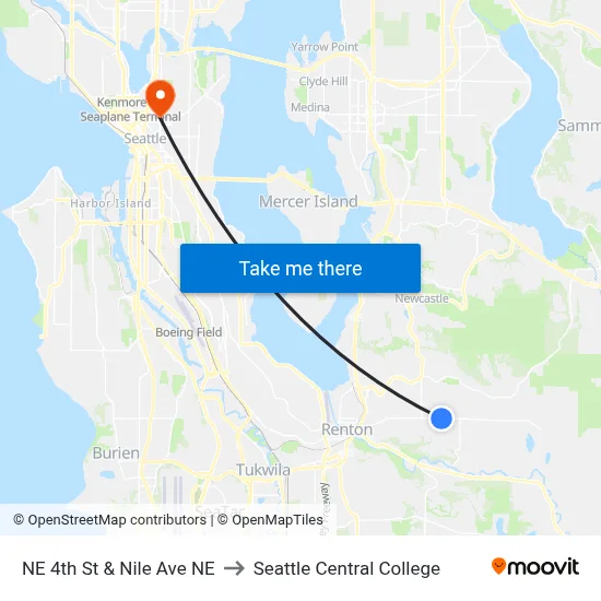 NE 4th St & Nile Ave NE to Seattle Central College map
