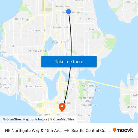 NE Northgate Way & 15th Ave NE to Seattle Central College map