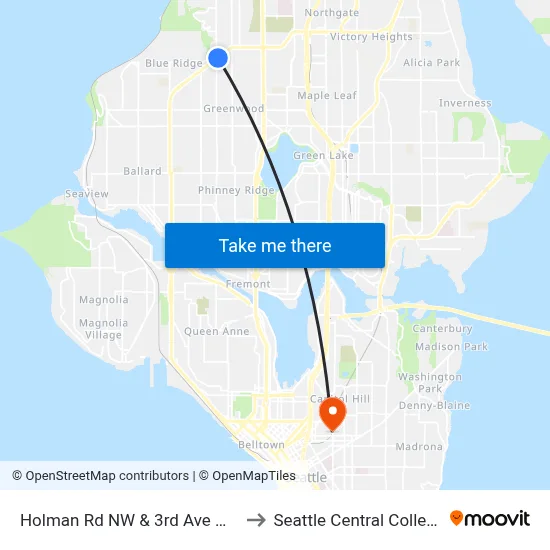 Holman Rd NW & 3rd Ave NW to Seattle Central College map