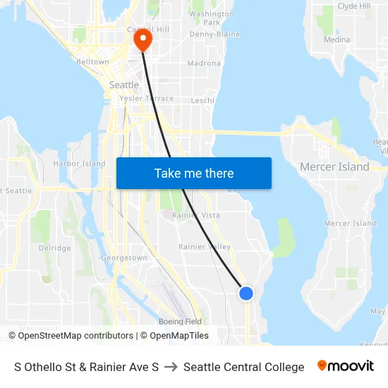 S Othello St & Rainier Ave S to Seattle Central College map