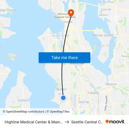 Highline Medical Center & Main Entrance to Seattle Central College map