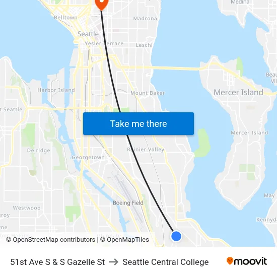 51st Ave S & S Gazelle St to Seattle Central College map