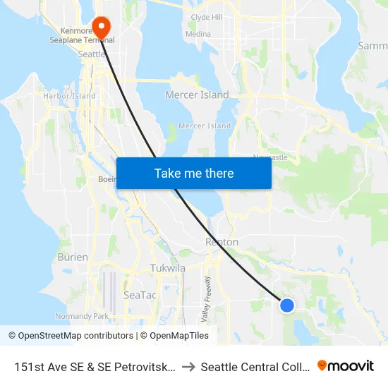 151st Ave SE & SE Petrovitsky Rd to Seattle Central College map