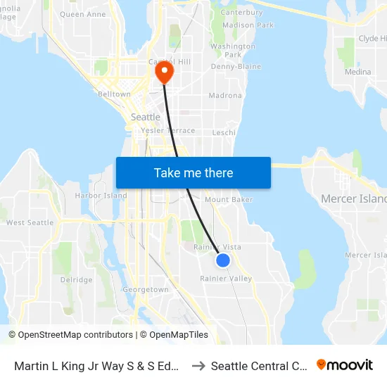 Martin L King Jr Way S & S Edmunds St to Seattle Central College map