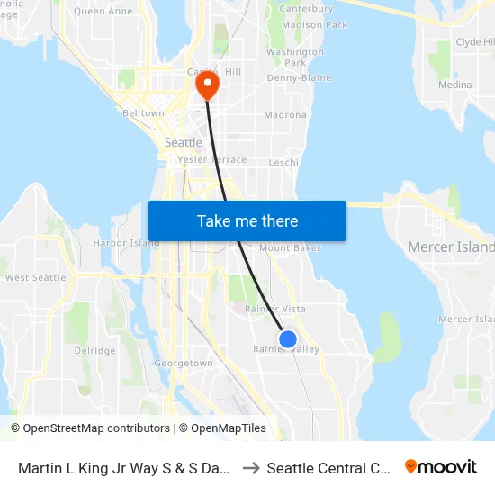 Martin L King Jr Way S & S Dawson St to Seattle Central College map