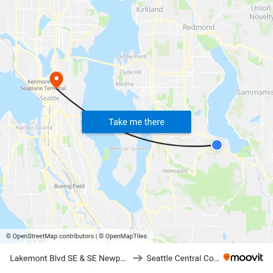 Lakemont Blvd SE & SE Newport Way to Seattle Central College map