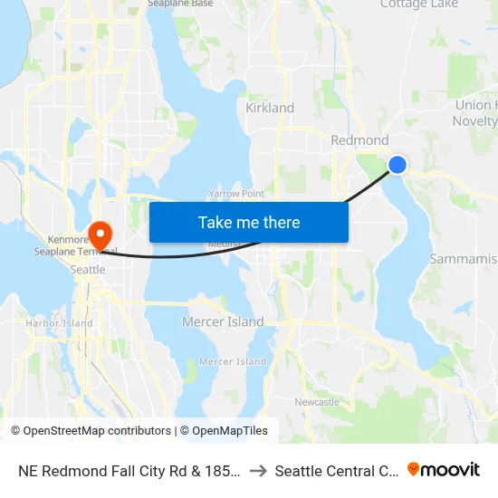 NE Redmond Fall City Rd & 185th Ave NE to Seattle Central College map