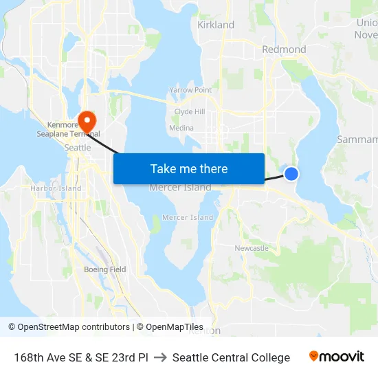 168th Ave SE & SE 23rd Pl to Seattle Central College map