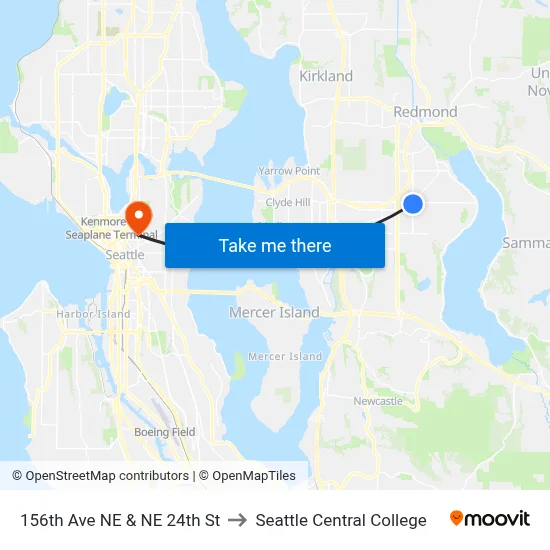 156th Ave NE & NE 24th St to Seattle Central College map