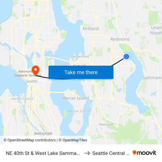 NE 40th St & West Lake Sammamish Pkwy SE to Seattle Central College map
