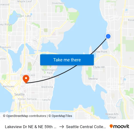 Lakeview Dr NE & NE 59th St to Seattle Central College map