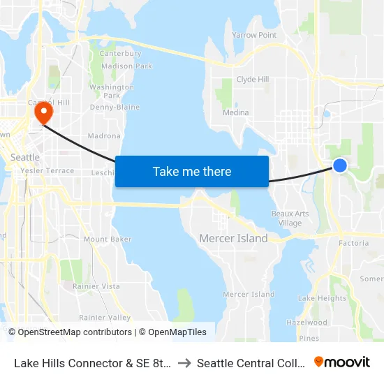 Lake Hills Connector & SE 8th St to Seattle Central College map
