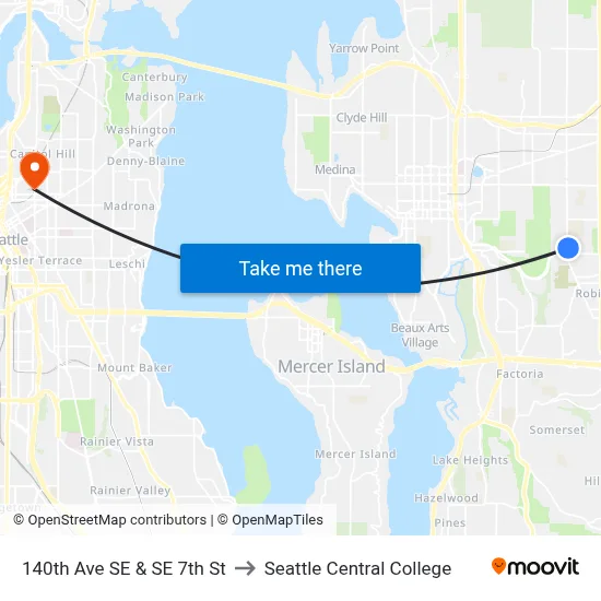 140th Ave SE & SE 7th St to Seattle Central College map