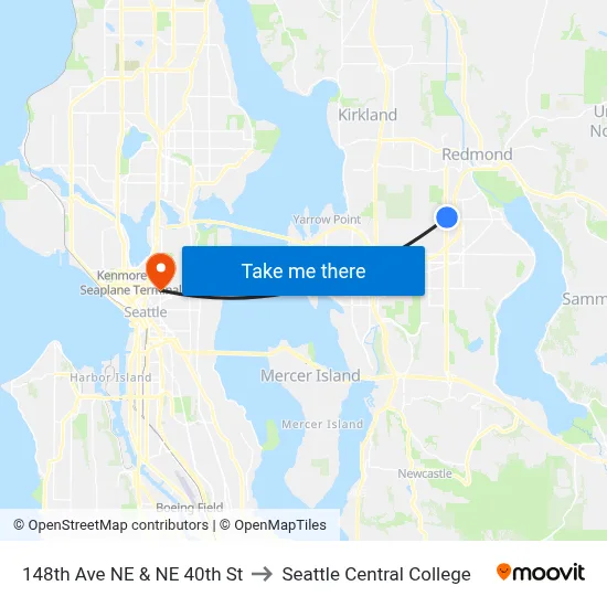 148th Ave NE & NE 40th St to Seattle Central College map