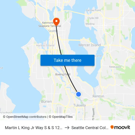 Martin L King Jr Way S & S 129th St to Seattle Central College map